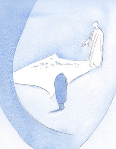 Vysvětlil, že můj otrhaný oděv – vystavením Jeho pohledu – bude bez poskvrny. Bude to "svatební oděv"., 2000 (bez papíru na papíře) od Elizabeth Wang