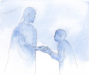 Držím Jeho ruku, bok po boku s Ním, musím prosit za živé i za zesnulé, držíc Jeho zraněnou ruku, 2000 (bez papíru) od Elizabeth Wang