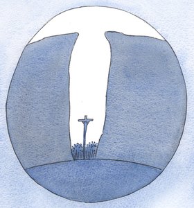Jakkoli je naše komunita malá, izolovaná nebo pronásledovaná, Kristus je mezi námi při mši svaté, jako v propasti, 2001 (bez papíru) od Elizabeth Wang