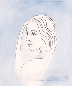 V nebi Panna Maria sdílí starost svého syna o vše, co se děje na zemi, 2000 (bez papíru) od Elizabeth Wang
