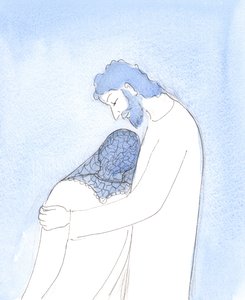 Při svatém přijímání nás Kristus může přiblížit, abychom mohli položit hlavu na Jeho prsa, jako sv, 2004 (bez papíru) od Elizabeth Wang