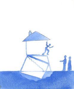 Může se stát, že nevinní lidé utrpí nečekané zneužití od někoho, komu nikdy neublížili; ve skutečnosti se snaží pomoci, 2004 (akvarel na papíře) od Elizabeth Wang