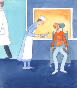 Je proti Boží vůli, aby lidé úmyslně zabíjeli nemocné nebo jim pomáhali spáchat sebevraždu, 2005 (akvarel na papíře) od Elizabeth Wang