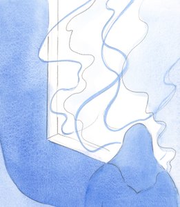 Je to skrze naše svaté přijímání, že nás Kristus může vést jakoby ke dveřím nebes, blízko nestvořeného „ohně“, 2002 (bez papíru na papíře) od Elizabeth Wang