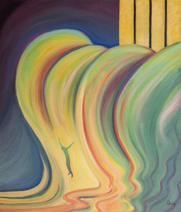 Byla to láska, která přiměla Krista, aby k nám sestoupil v křehkém těle, narozený ženě, 2001 (olej na palubě) od Elizabeth Wang