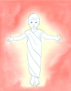 Ježíš Kristus je pravý Bůh, který na sebe vzal naši lidskou přirozenost, má pokoru a dobrotu, aby mezi nás přišel jako pouhé nemluvně, 2003 (bez papíru) od Elizabeth Wang