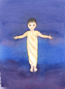 Ježíš Kristus je pravý Bůh, který na sebe vzal naši lidskou přirozenost, má pokoru a dobrotu, aby mezi nás přišel jako pouhé nemluvně, 2003 (bez papíru) od Elizabeth Wang