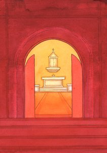 Ježíš Kristus je skutečně přítomen v Nejsvětější svátosti ve svatostánku, 2004 (bez papíru) od Elizabeth Wang