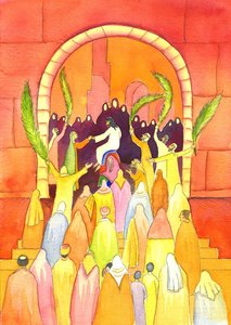 Ježíš vchází do Jeruzaléma v procesí (Květná neděle), 2001 (bez papíru) od Elizabeth Wang