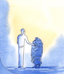 Jako chudí žebráci potřebujeme pomoc Krista, který za nás prosí Otce, kdykoli se modlíme v Jeho jménu, 2002 (bez papíru) od Elizabeth Wang