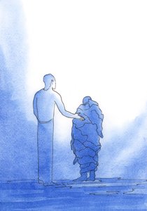 Jako chudí žebráci potřebujeme pomoc Krista, který za nás prosí Otce, kdykoli se modlíme v Jeho jménu, 2002 (bez papíru) od Elizabeth Wang