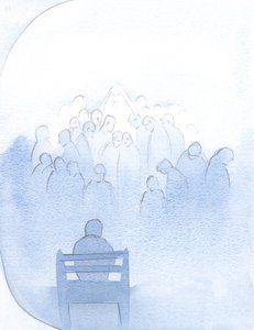 Marie pokojně čekala, jak jsem vyjmenoval všechny drazí v modlitbě - kněží a mnoho dalších., 2001 (bez papíru) od Elizabeth Wang