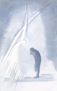 Můj vlastní svatý anděl strážný opakuje mou modlitbu, hluboce se uklání a říká ve jménu Krista: „Tři v jednom, Svatý Bože, zbožňuji tě“, 2000 (bez papíru) od Elizabeth Wang