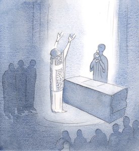 Naše modlitby jsou vyslyšeny z tohoto důvodu: Jsou spojeny s modlitbou Krista, který je přítomen, našeho věčného velekněze., 2001 (bez papíru) od Elizabeth Wang