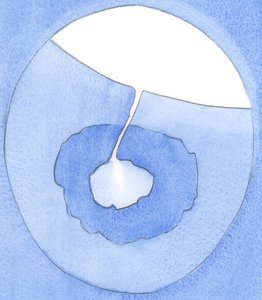 Naše duše je jako jeskyně ukrytá hluboko v zemi. Jeho stěny jsou z pevné „kály“, což je sobectví. Faith dělá cestu „nahoru“, 2002 (bez papíru) od Elizabeth Wang