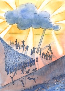 Lidé jdou vstříc smrti a možná Peklu, 2004 (bez papíru) od Elizabeth Wang