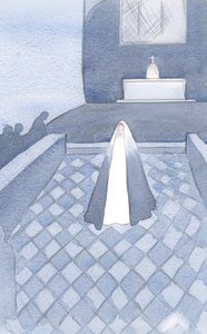 Ona, která je čistá jako Kristus, stála mezi těmito dominikánskými mnichy v Oxfordu, kteří žijí pro Jejího Syna, vázáni svými trojitými sliby, 2000 (bez papíru) od Elizabeth Wang