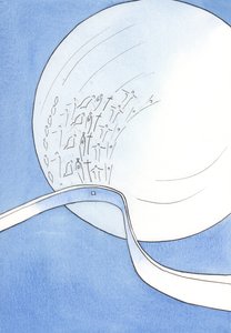 Zasvěcení při mši je „průsečíkem“ mezi lidským a božským životem, jako když se stuha dotkne koule, 2002 (bez papíru na papíře)