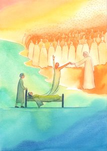 Svatá duše, která je připravena na nebe, se setkala nejen s Kristem, ale také s Jeho svatou Matkou a všemi svatými, 2003 (bez papíru na papíře) od Elizabeth Wang