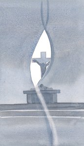Duch svatý proráží oponu při mši svaté a zjevuje nám tajemství Kristova utrpení., 2000 (bez papíru) od Elizabeth Wang
