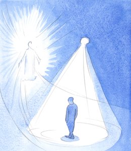 Duch Nejsvětější je jako lampa, zářící nad námi, když se vydáváme ke Kristu v nebi, 2001 (bez papíru) od Elizabeth Wang