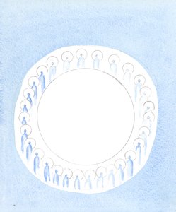 Tři Božské Osoby jsou sjednoceny a aktivní v jednotě Božství, jako by kroužily v neustálém společenství, 2003 (bez papíru) od Elizabeth Wang