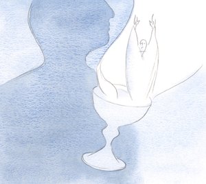 Srdce je jako kalich, když je obětováno Otci obsahující Krista, neposkvrněnou oběť a oběť., 2001 (bez papíru) od Elizabeth Wang