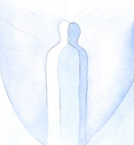 Ten, kdo skutečně miluje Krista, by měl být skutečně jako On: jako zrcadlový obraz Krista pro ostatní, reprodukující Kristovu péči a starost., 2001 (w/c na papíře) od Elizabeth Wang