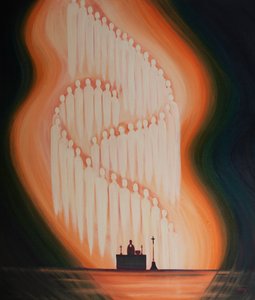 Svatí jsou s námi přítomni při každé mši, 2001 (olej na palubě) od Elizabeth Wang