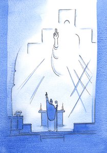 Skrze každého biskupa, který je ve společenství s papežem, nás Bůh Otec posvěcuje, učí a vede, 2002 (bez papíru) od Elizabeth Wang
