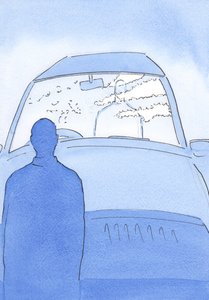 Skrze hřích nebo nesouhlas rozbila rána čisté „čelní sklo“, přes které se někteří lidé namáhají dívat se na Krista, 2002 (bez papíru na papíře) od Elizabeth Wang