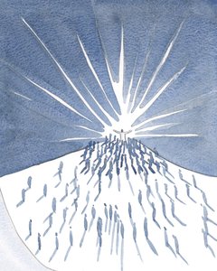 Nabídli jsme Kristovu modlitbu, přilnuli jsme k Němu při mši, chráněni Jeho slávou, závislí na Jeho svatosti., 2001 (w/c na papíře) od Elizabeth Wang