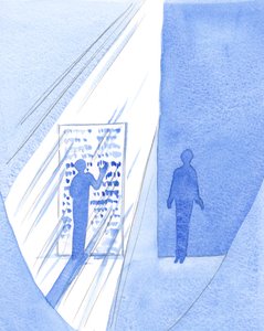 Vidíme Písmo svaté jako vytištěná slova na papíře, přesto Boží světlo a moudrost vylévají skrze text na ty, kteří se k nim přiblíží, zatímco jiní se rozhodnou stát ve tmě, 2001 (w/c on pap od Elizabeth Wang