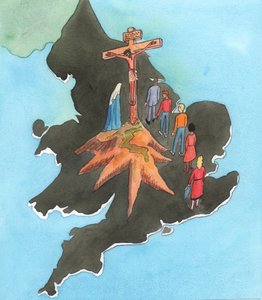 Kdykoli se v naší zemi slouží mše, je to, jako by se v srdci Anglie objevila Kalvárie, 2002 (bez papíru na papíře) od Elizabeth Wang