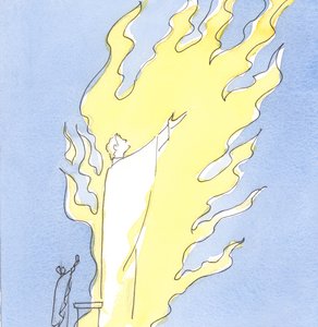 Kdykoli je z našeho oltáře přinášena svatá oběť, Kristus, který je přítomen ve svátostné formě, chválí Otce v ohnivé lásce Ducha svatého, 2003 (bez papíru) od Elizabeth Wang