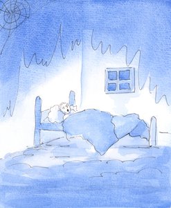 Tam, kde lidé následují Krista a snaží se plnit jeho vůli, je méně zanedbaných nemocných, méně opuštěných sirotků, méně slabých lidí odsunutých na okraj a více lásky projevované všem ženám, dětem a mužům, 2005 (akvarel na papíře) od Elizabeth Wang