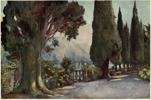 Cypress Avenue, Villa del Pizzo, Lago di Como, Ilustrace z „Italských jezer“ od Richarda Bagota od Ella Du Cane