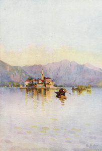 Isola Pescatori a Sasso di Ferro, jezero Maggiore (barva litho) od Ella Du Cane