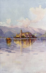 Ostrov San Giulio, jezero Orta (barva litho)