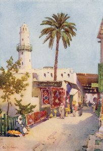 Bazaar, Assuan (barevná lito)