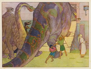 Noemova archa: Dinosauří dilema (barevná litografie) od Elmer Boyd Smith