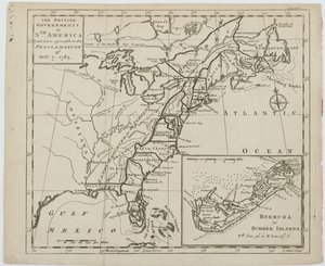 Mapa britských vlád v Severní Americe, vyryla J. Gibson