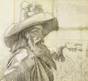 Detail karikatury k nástěnné malbě Na západ od říše... od Emanuel Gottlieb Leutze