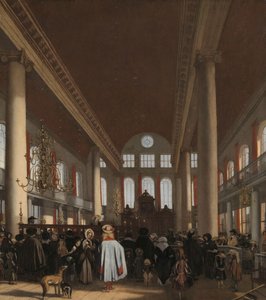 Interiér portugalské synagogy v Amsterdamu od Emanuel de Witte
