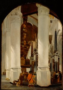 Nieuwe Kerk v Delftu s hrobkou Willema Tichého, c.165051 (olej na dubovém panelu) od Emanuel de Witte