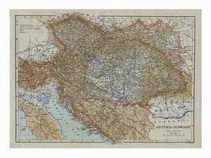 Mapa Rakouska-Uherska, c1910.