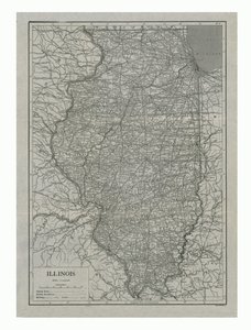 Mapa Illinois, USA, c1910.