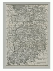 Mapa Indiany, USA, c1900