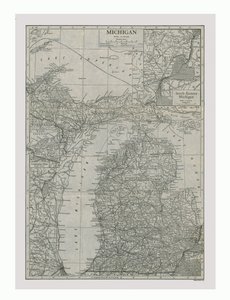 Mapa Michiganu, USA, c1900. od Emery Walker