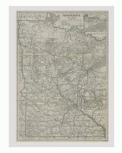 Mapa Minnesoty, USA, c1900.